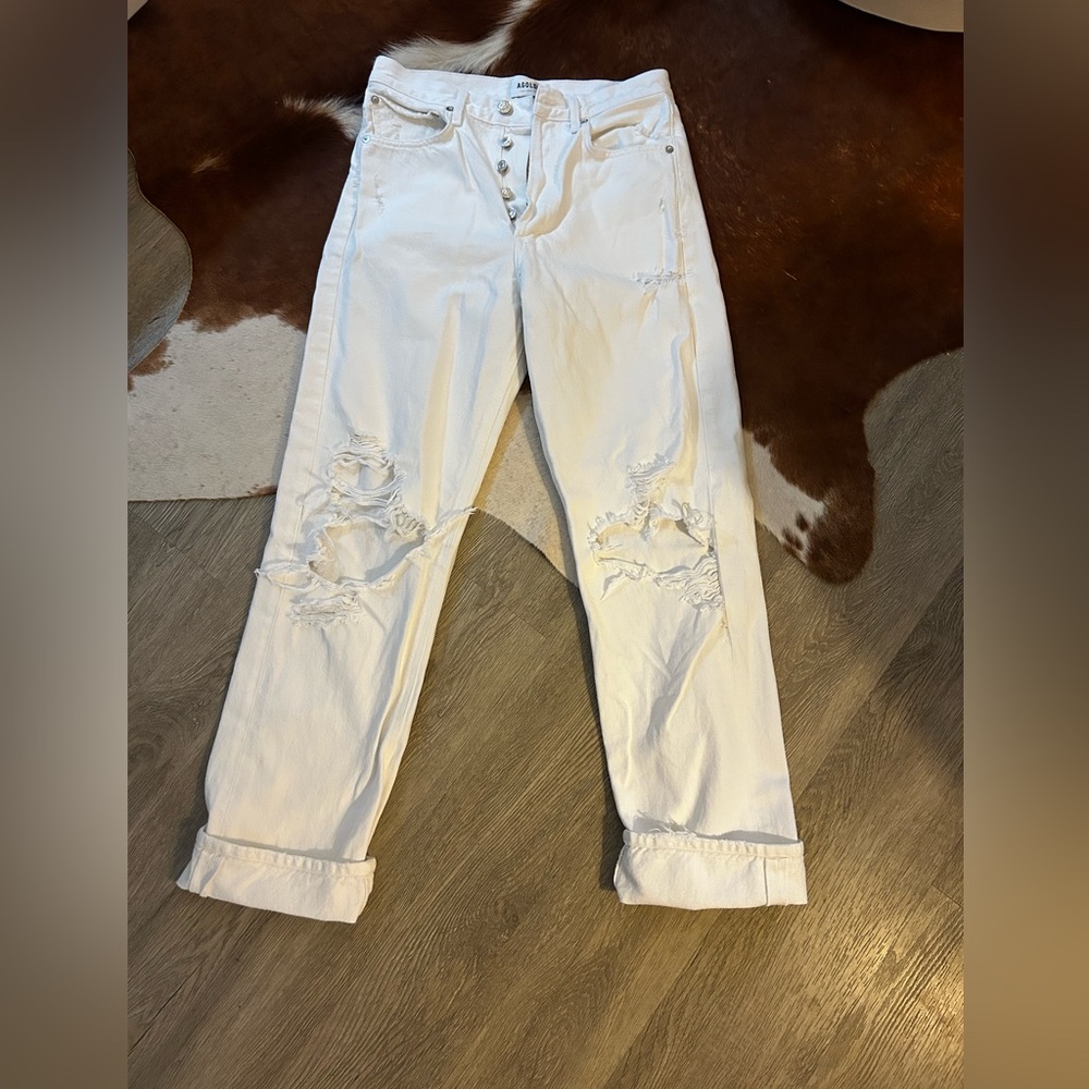 Agolde White Distressed 90’s Jeans